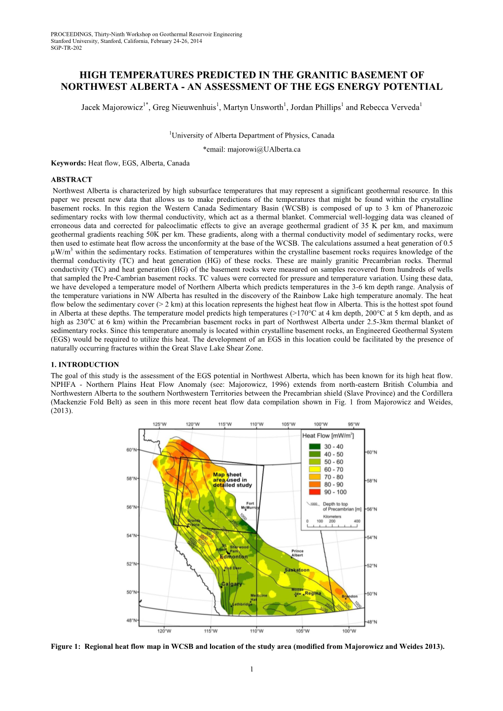 High Temperatures Predicted in the Granitic Basement of Northwest Alberta - an Assessment of the Egs Energy Potential