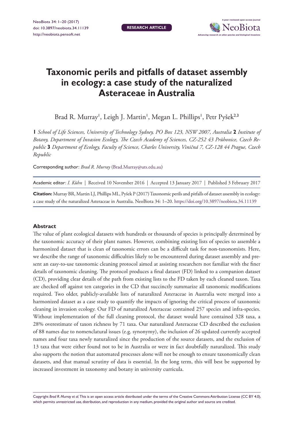 ﻿Taxonomic Perils and Pitfalls of Dataset Assembly in Ecology: A