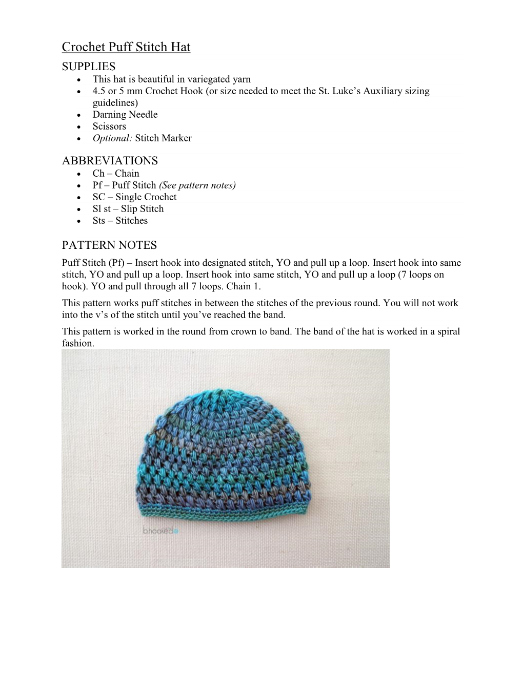 Crochet Puff Stitch Hat