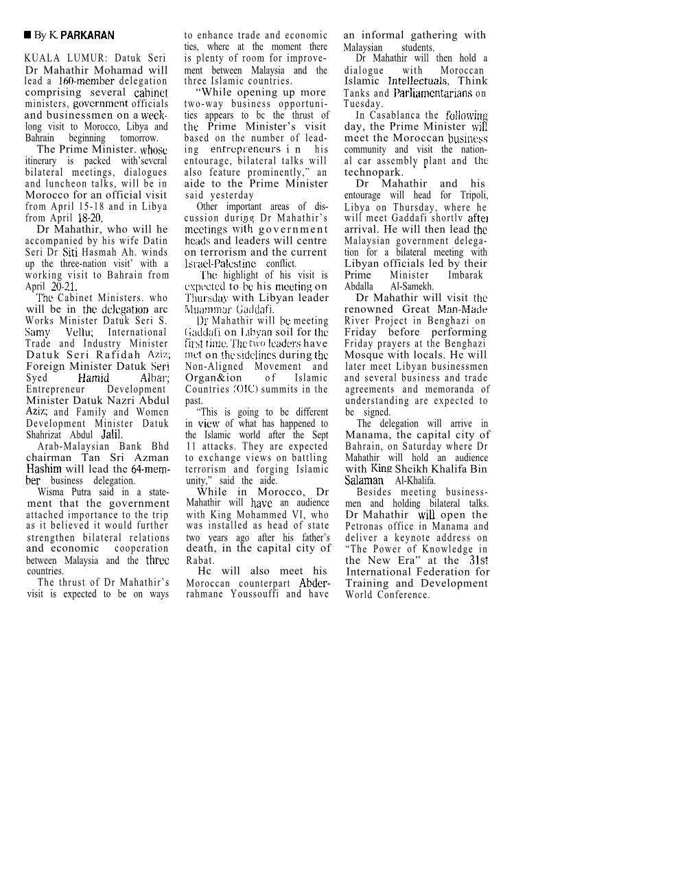 PM to Forge Ties with Three States P2 (The Star 14/04/2002)