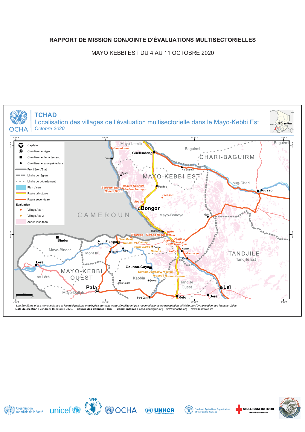 CAMEROUN TCHAD Localisation Des Villages De L'évaluation