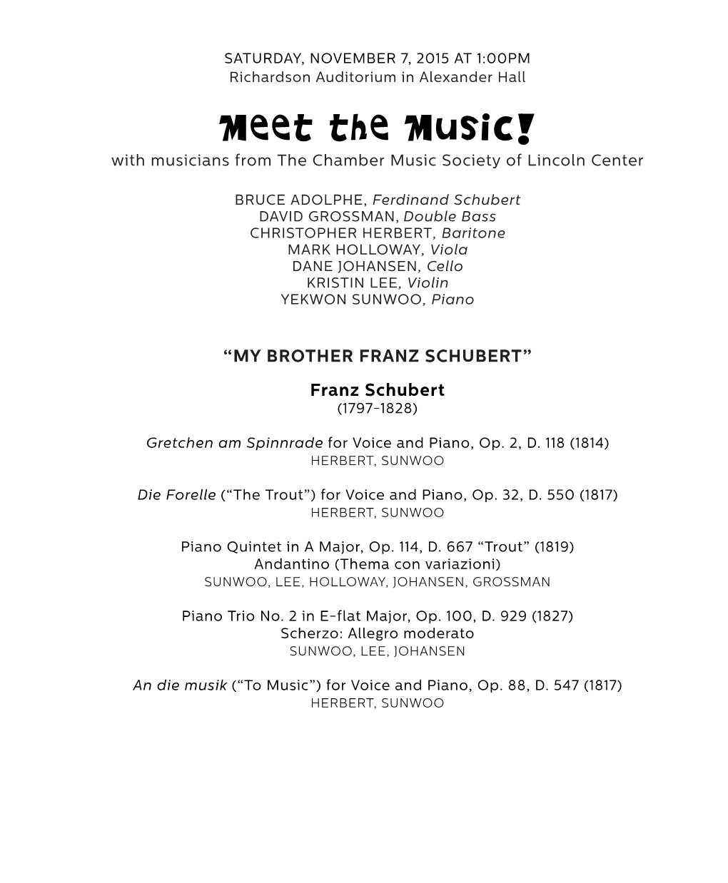 Meet the Music! with Musicians from the Chamber Music Society of Lincoln Center