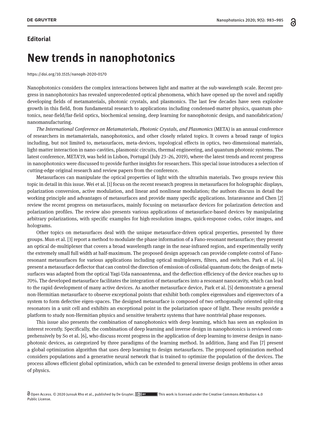 New Trends in Nanophotonics