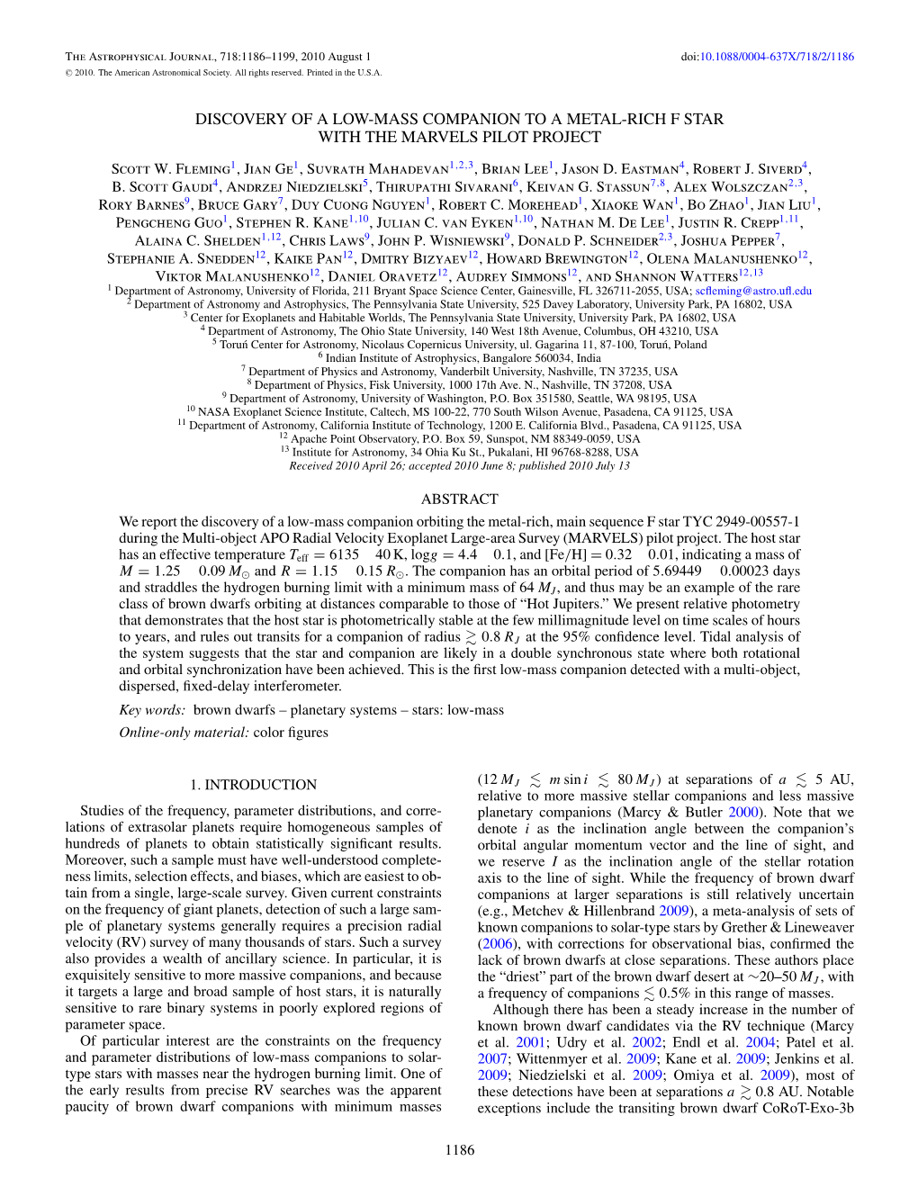 Discovery of a Low-Mass Companion to a Metal-Rich F Star with the Marvels Pilot Project