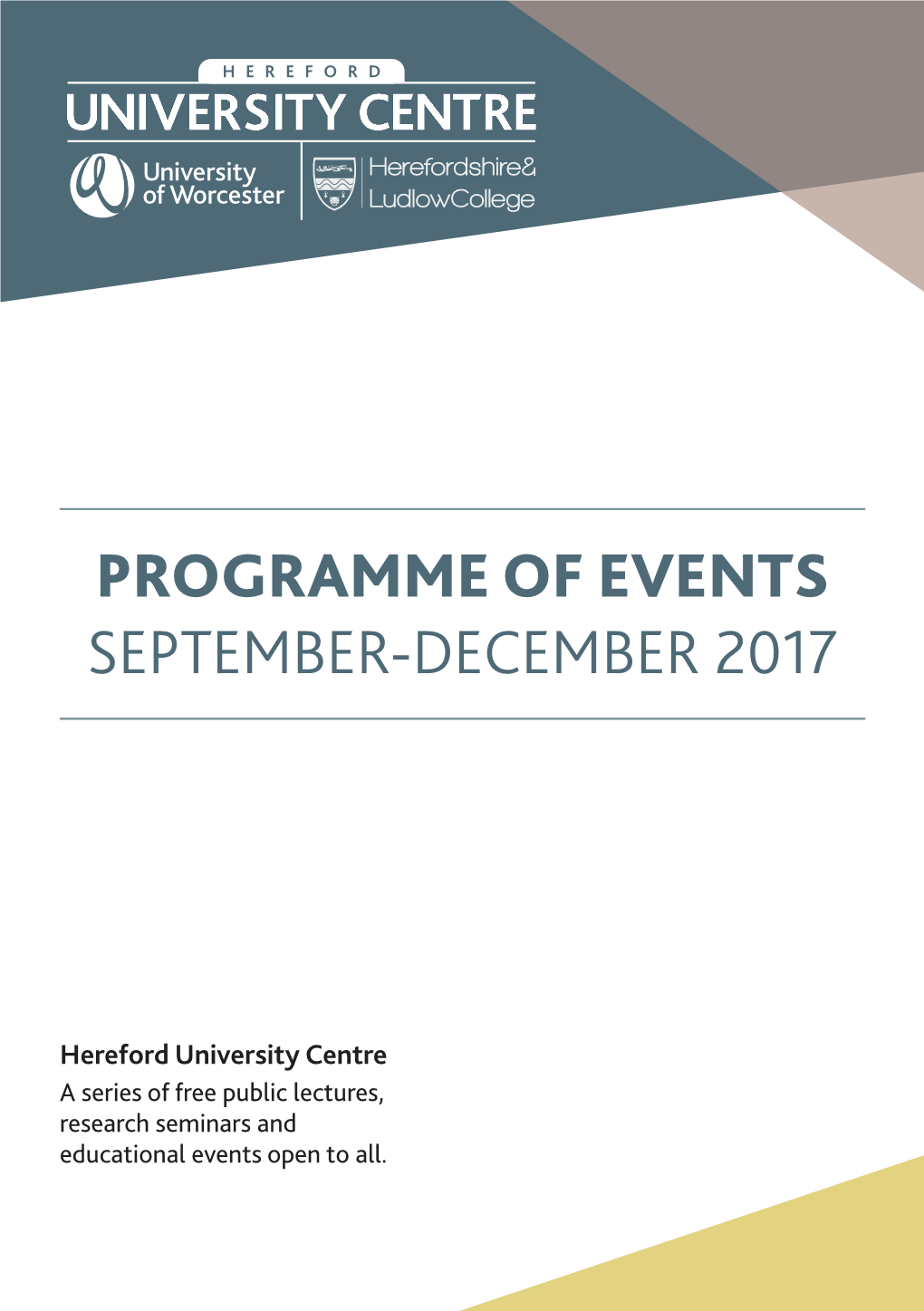 Programme of Events September-December 2017