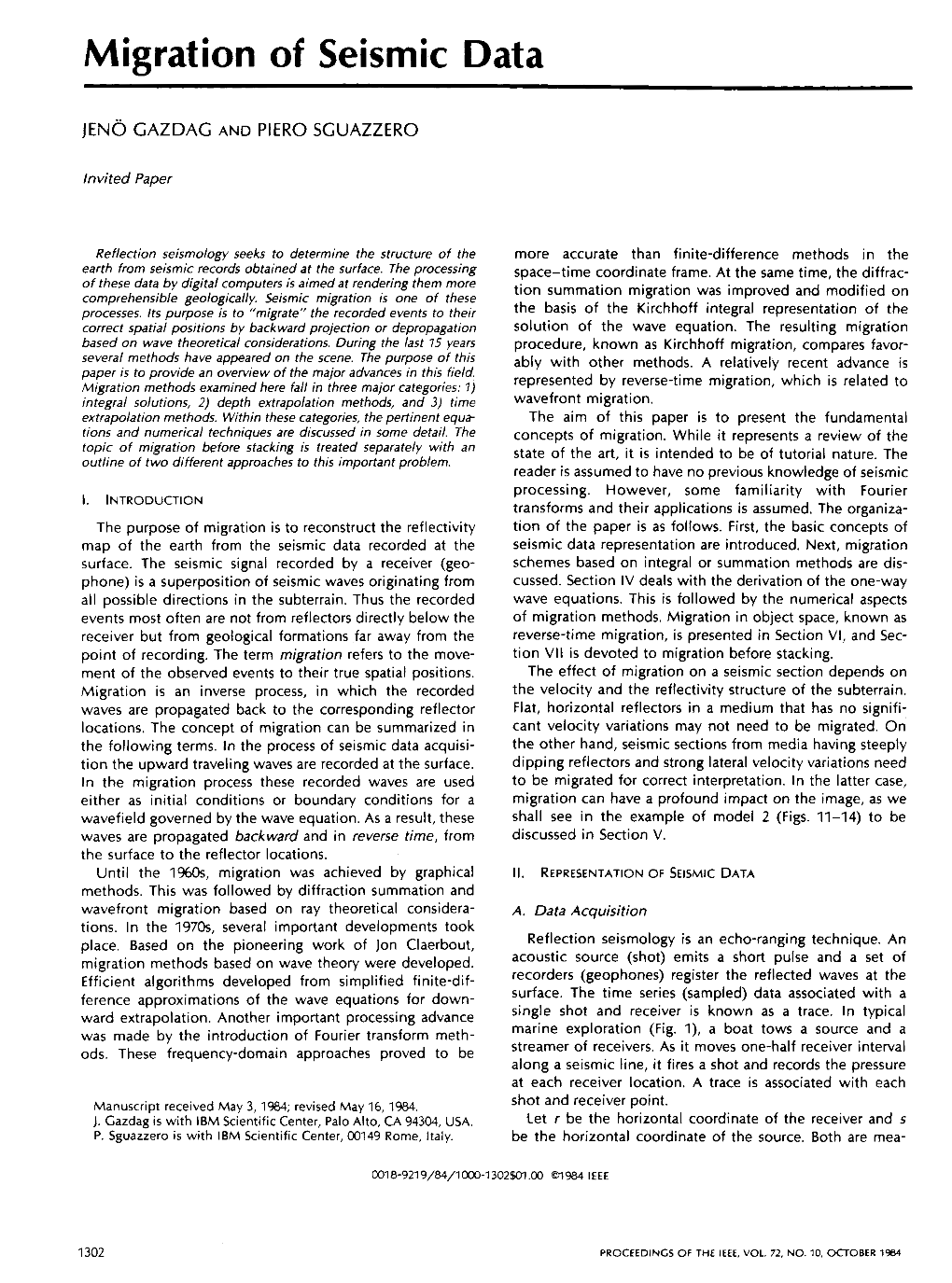 Migration of Seismic Data