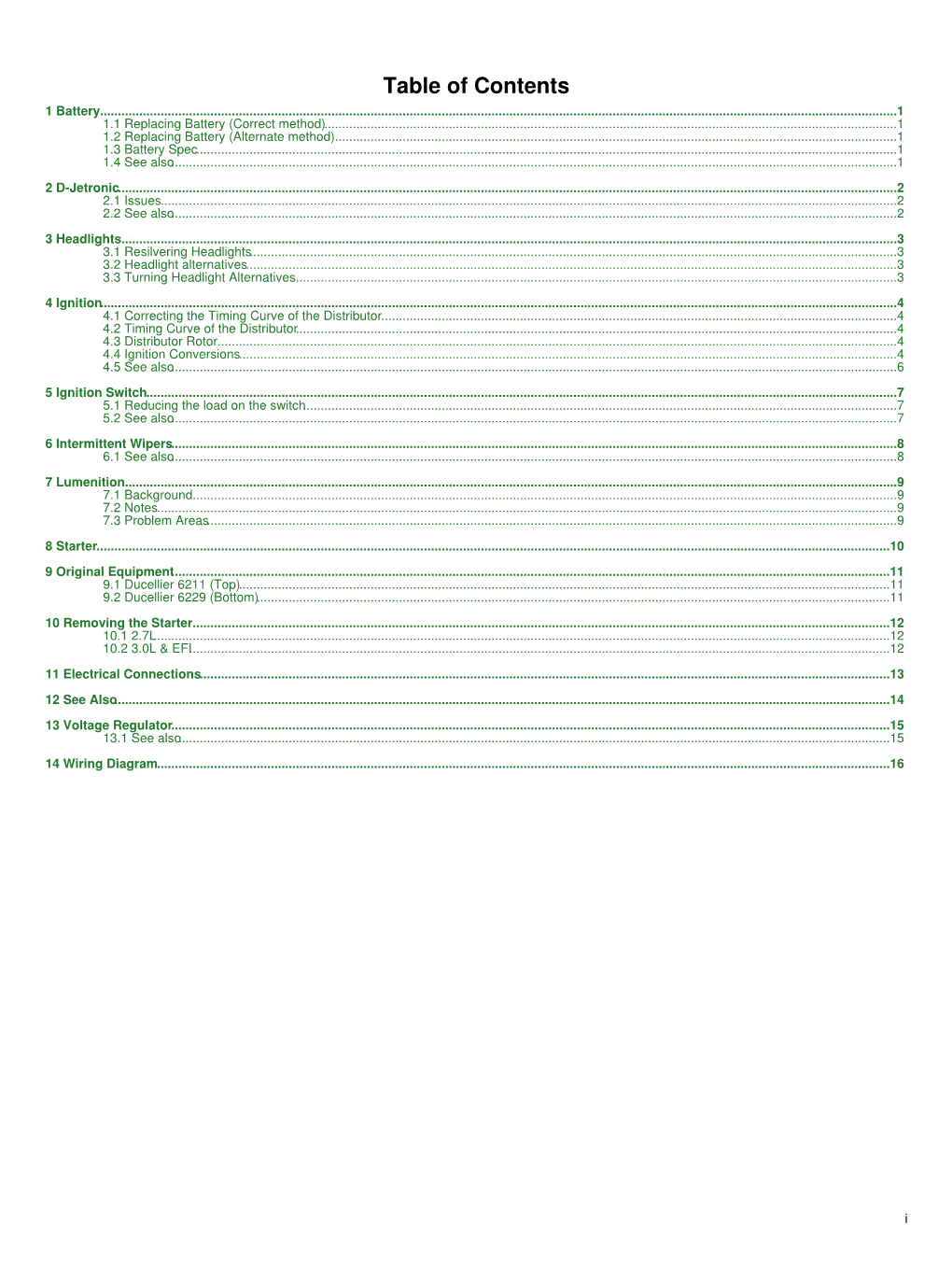 Table of Contents 1 Battery