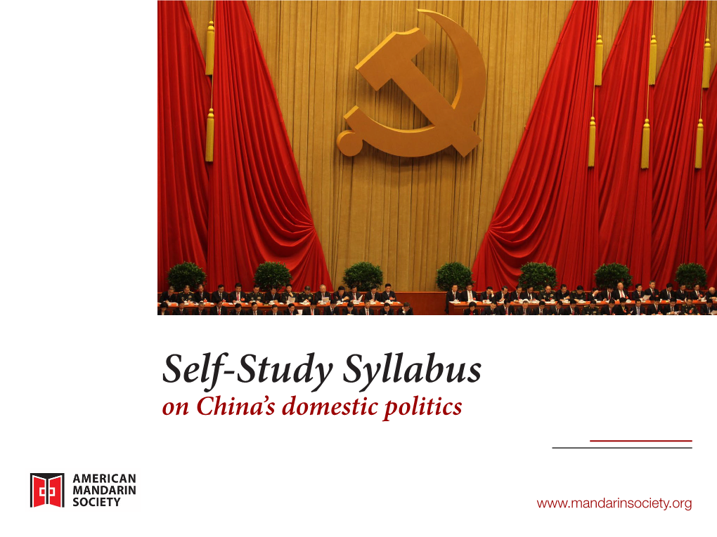 Self-Study Syllabus on China’S Domestic Politics