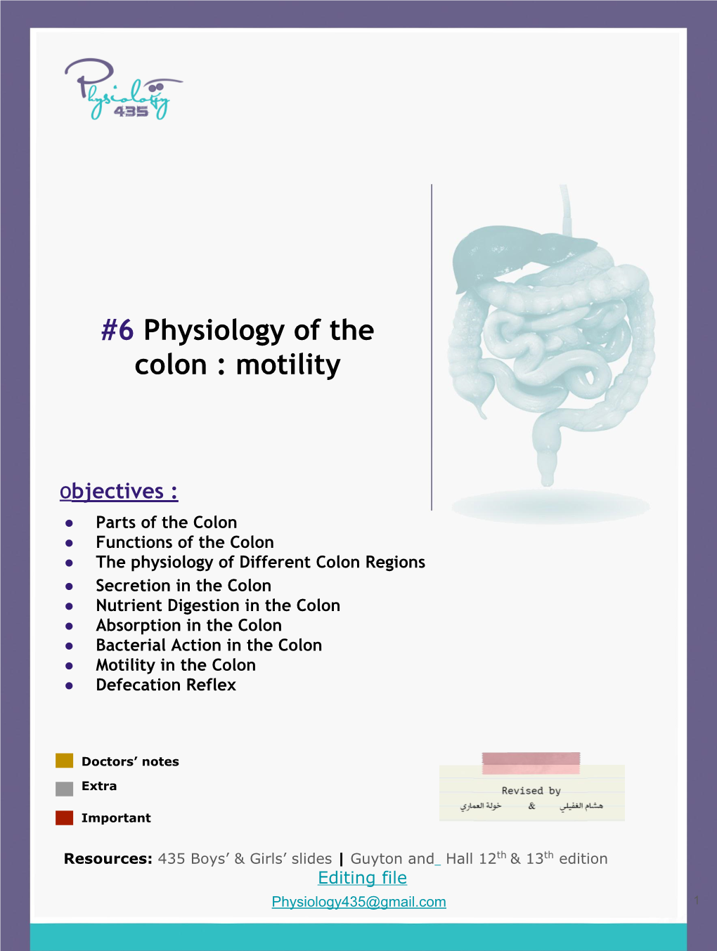 6 Physiology of the Colon : Motility