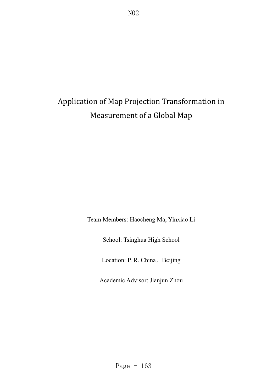 Application of Map Projection Transformation in Measurement of a Global Map