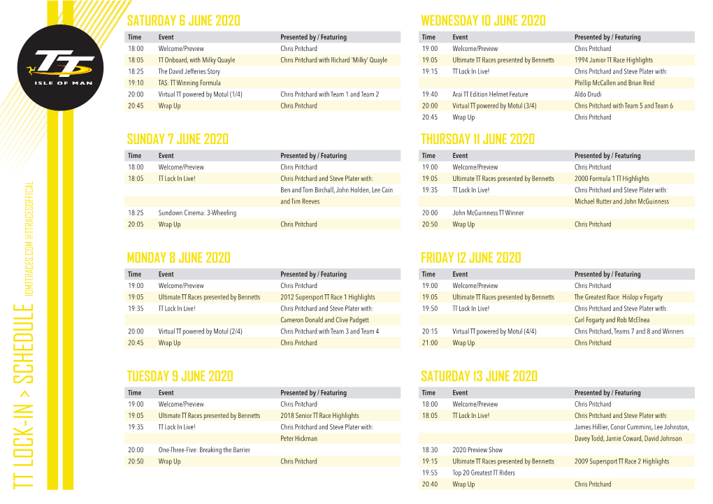 TT LOCK-IN &gt; SCHEDULE