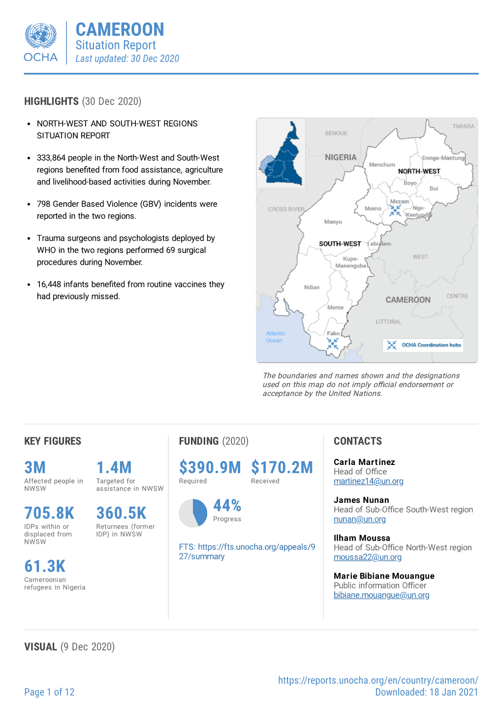 Situation Report Last Updated: 30 Dec 2020