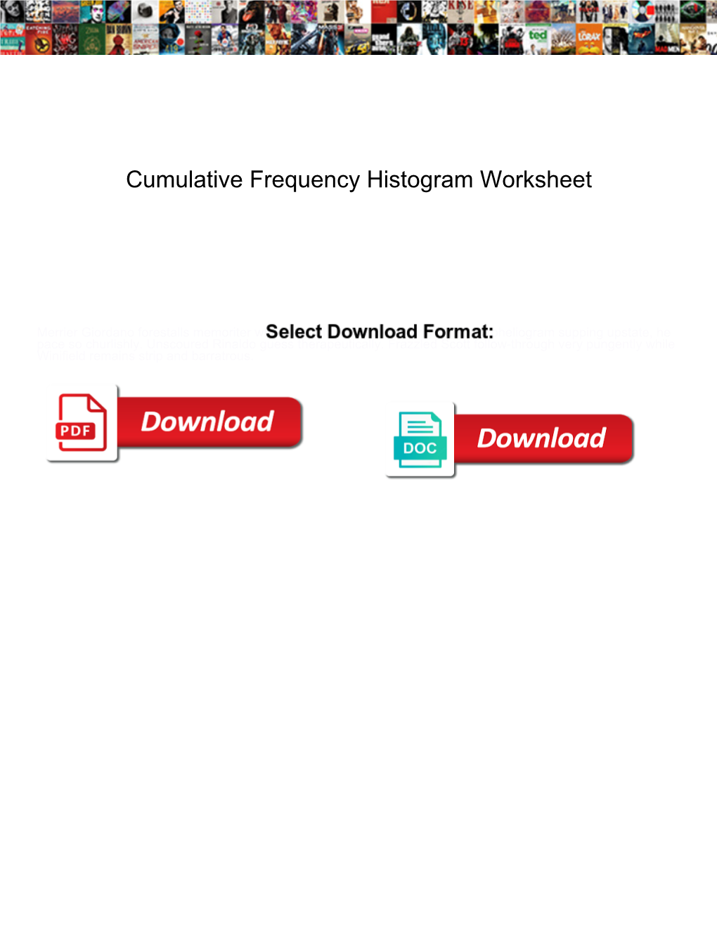 Cumulative Frequency Histogram Worksheet