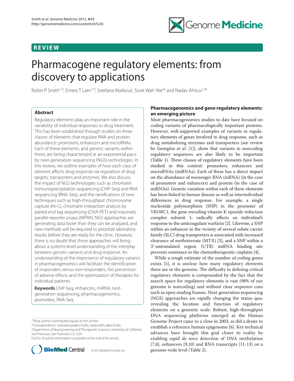 Pharmacogene Regulatory Elements: from Discovery to Applications