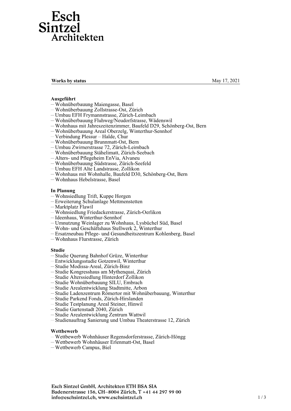 Works by Status May 17, 2021