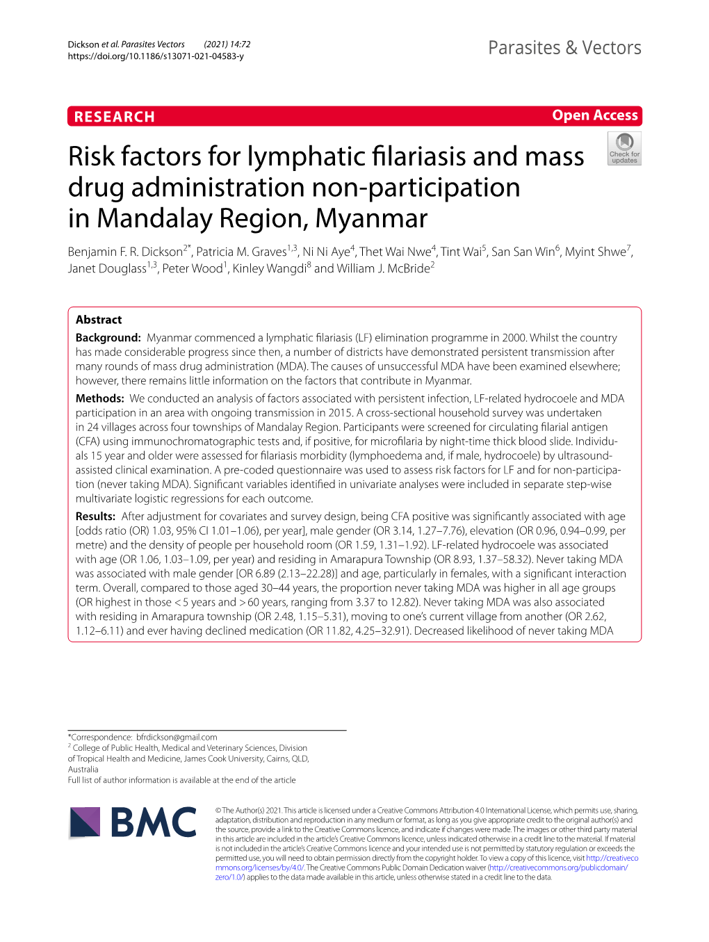 Risk Factors for Lymphatic Filariasis and Mass Drug Administration Non