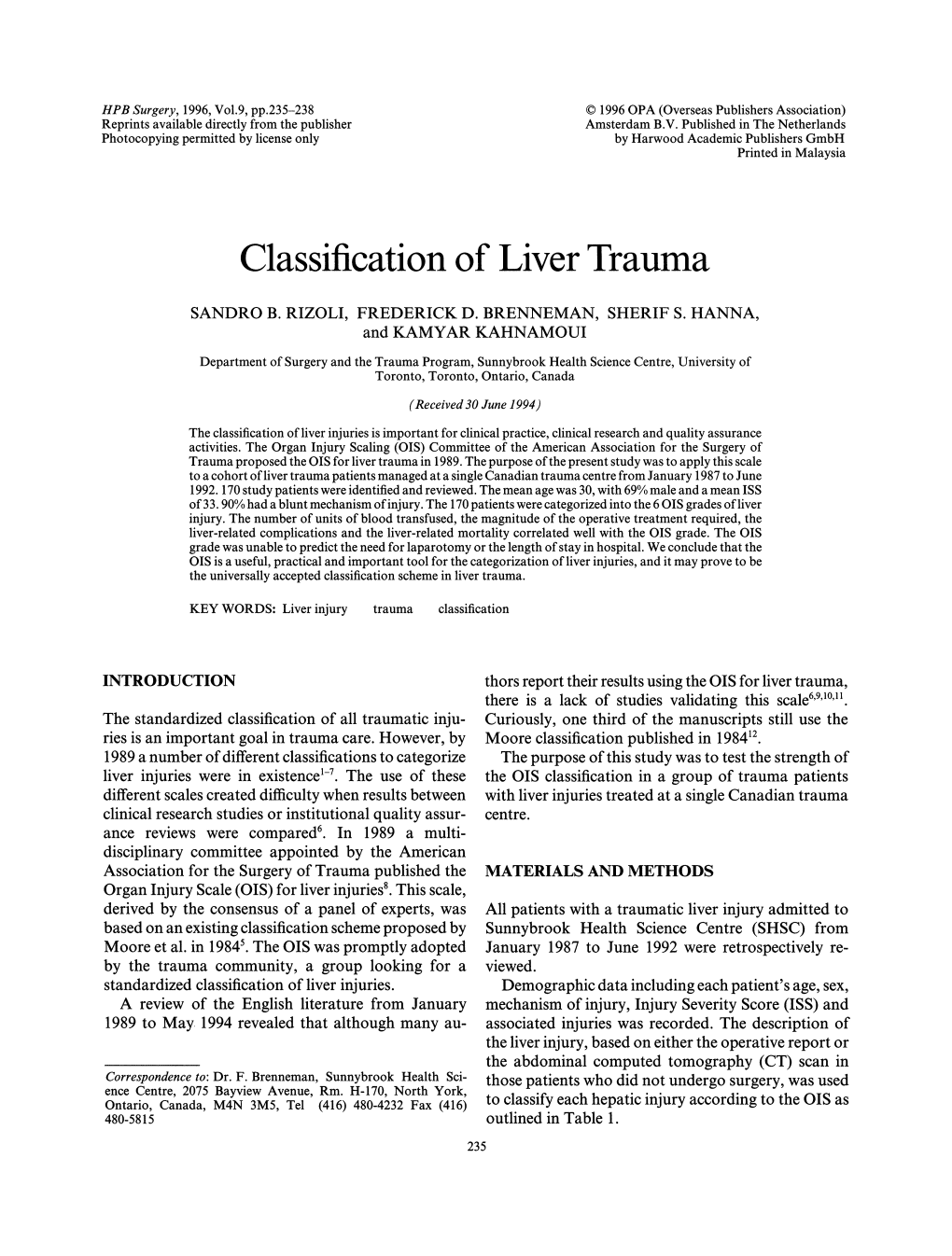 Classification of Livertrauma