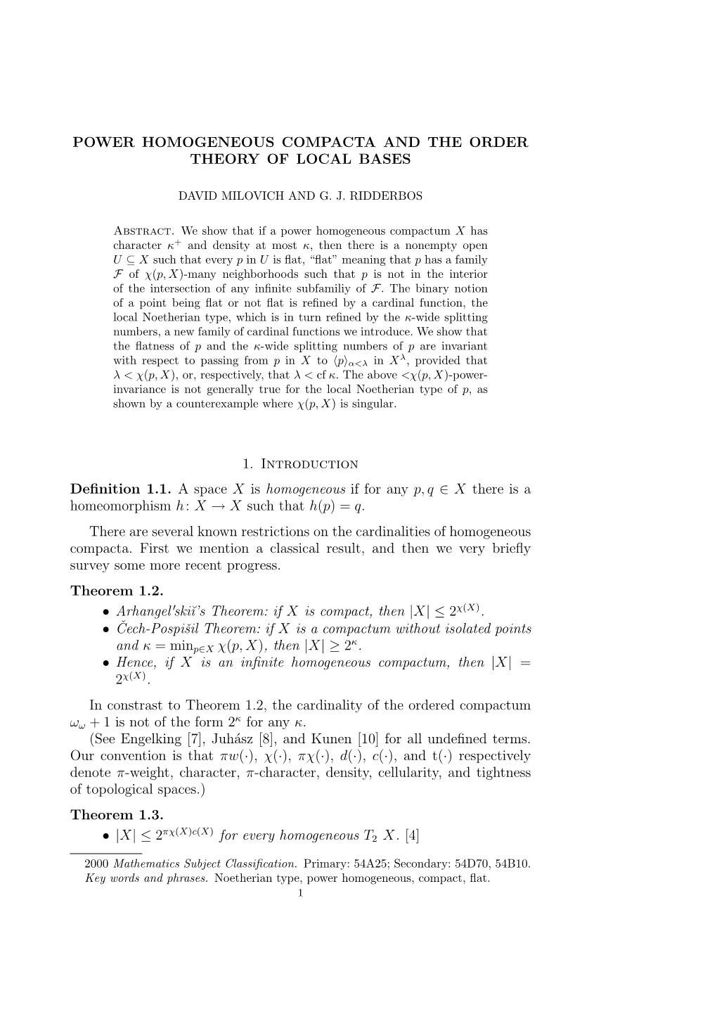 Power Homogeneous Compacta and the Order Theory of Local Bases