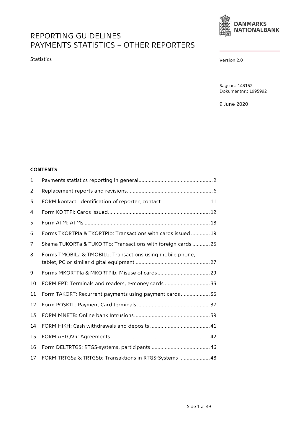 Reporting Guidelines Payments Statistics – Other Reporters