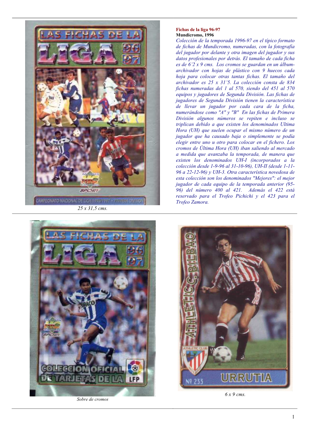 Fichas De La Liga 96-97