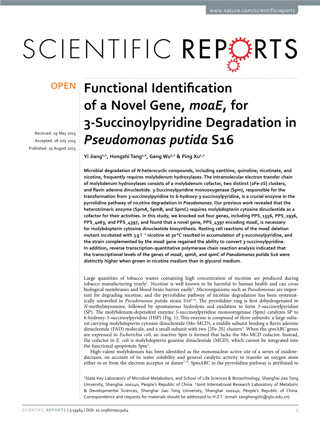 Functional Identification of a Novel Gene, Moae, for 3