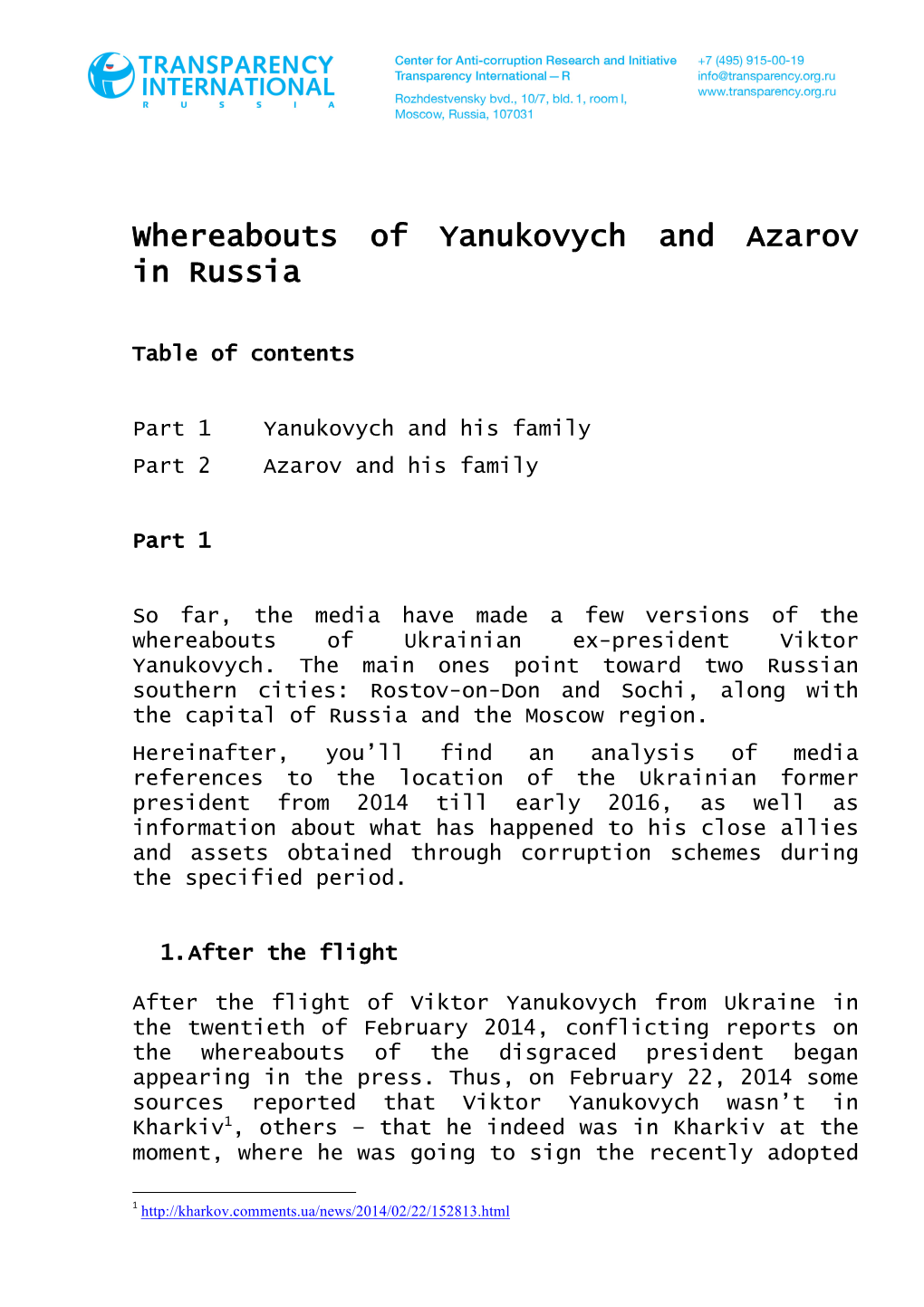 Whereabouts of Yanukovych and Azarov in Russia