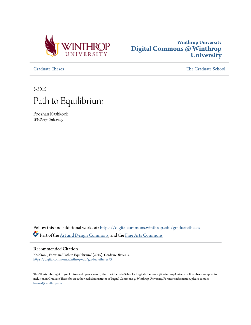 Path to Equilibrium Foozhan Kashkooli Winthrop University