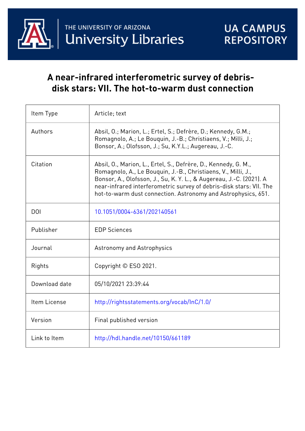 A Near-Infrared Interferometric Survey of Debris-Disk Stars: VII