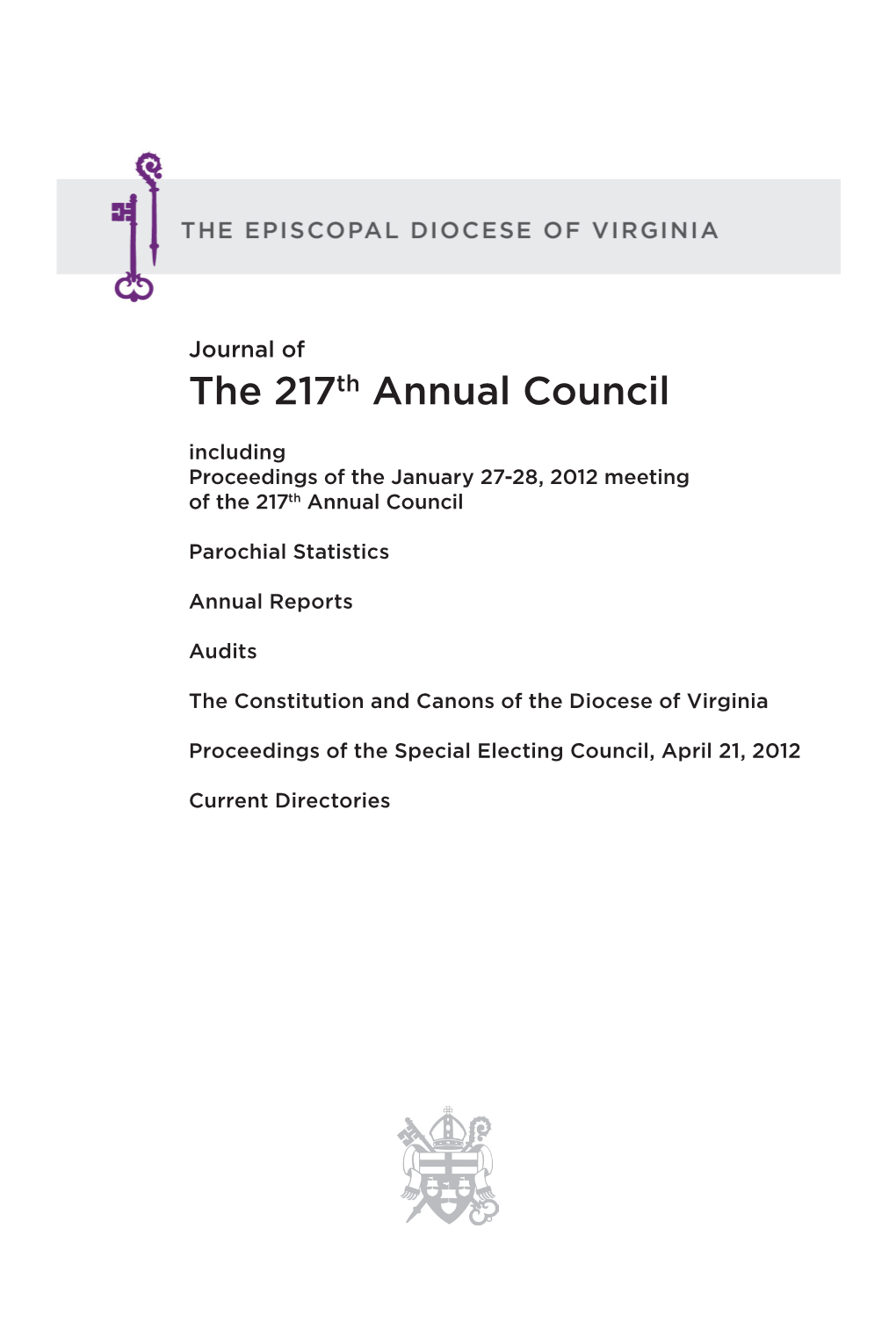 The 217Th Annual Council Including Proceedings of the January 27-28, 2012 Meeting of the 217Th Annual Council