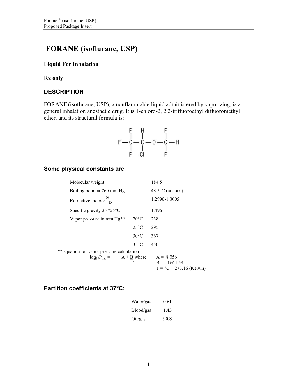 FORANE (Isoflurane, USP)