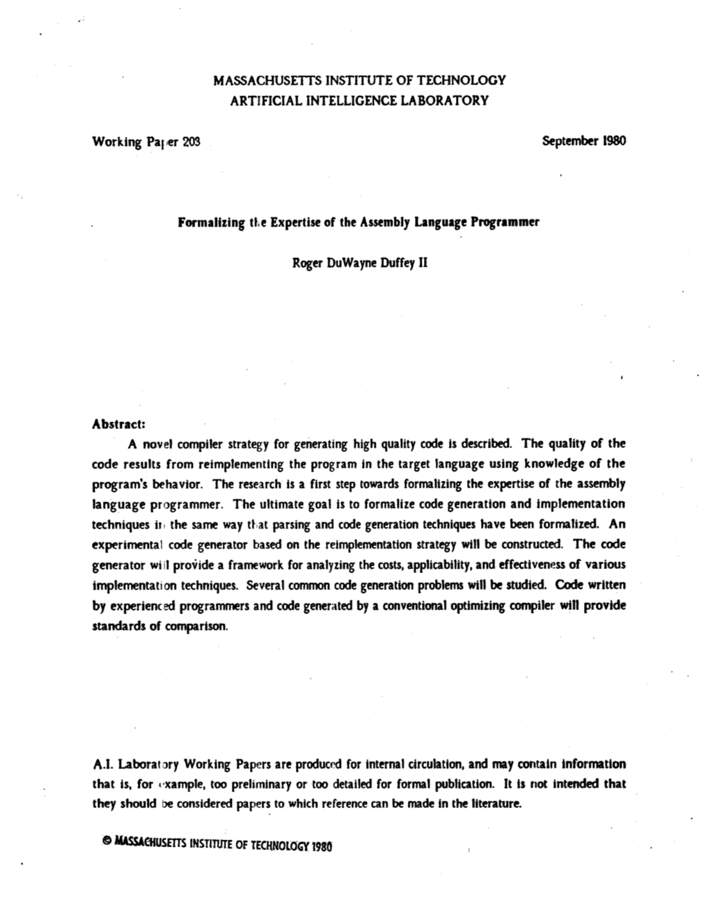 Formalizing the Expertise of the Assembly Language Programmer