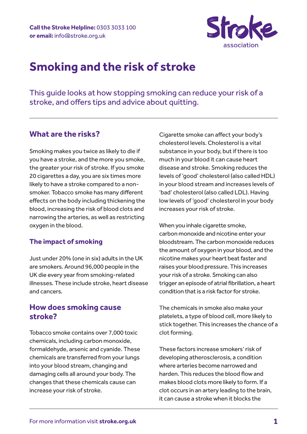 Smoking and the Risk of Stroke