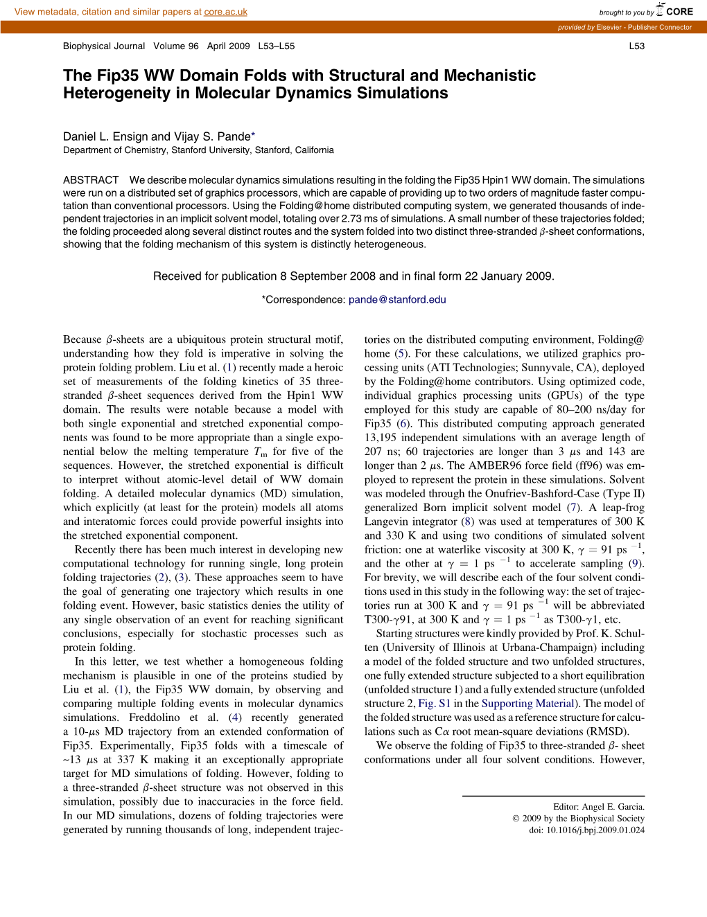 The Fip35 WW Domain Folds with Structural and Mechanistic Heterogeneity in Molecular Dynamics Simulations