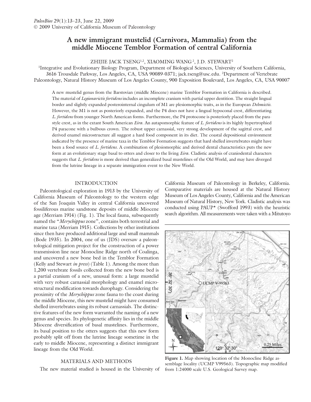 From the Middle Miocene Temblor Formation of Central California