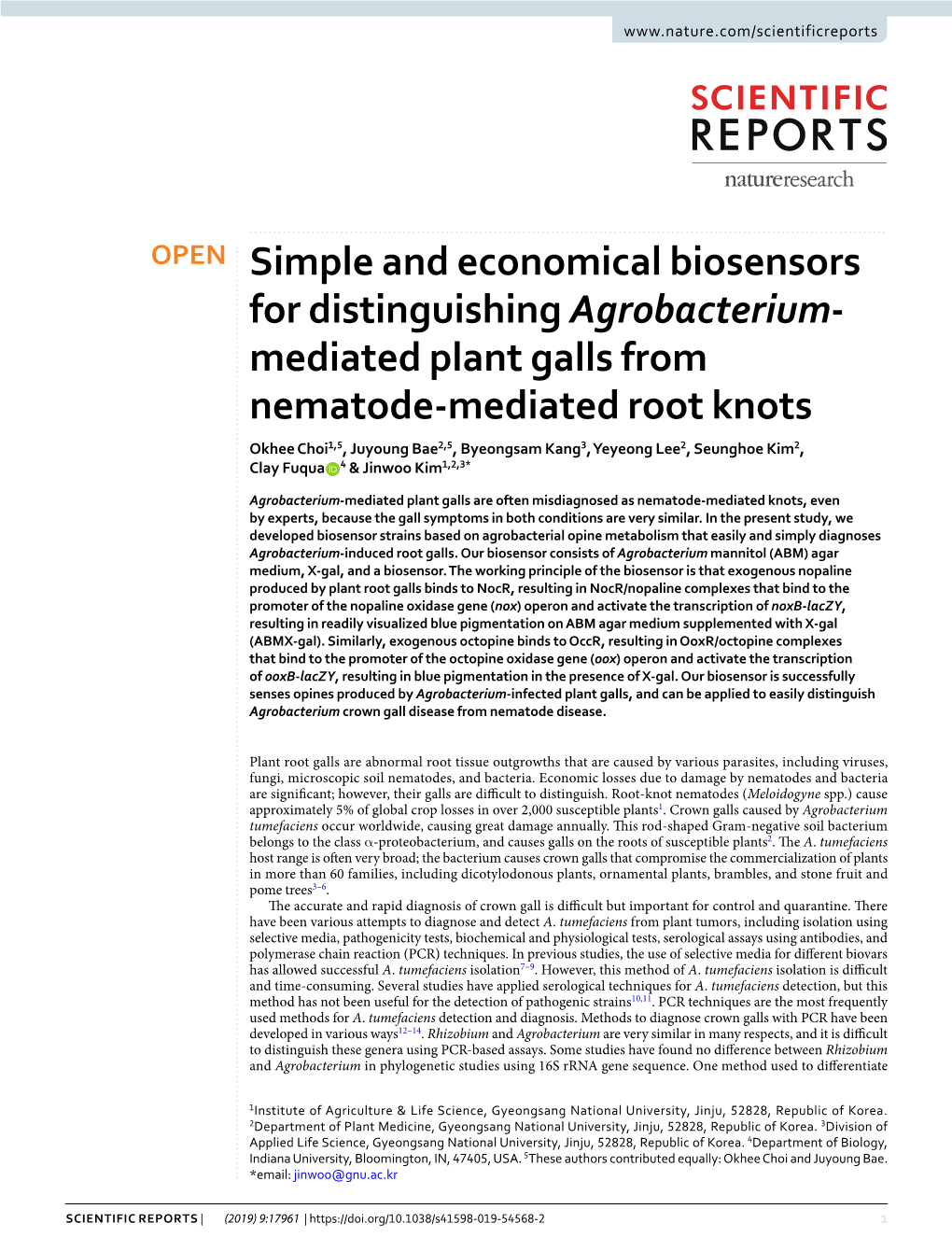 Simple and Economical Biosensors for Distinguishing Agrobacterium