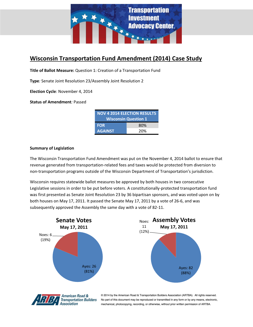 Wisconsin Transportation Fund Amendment (2014) Case Study