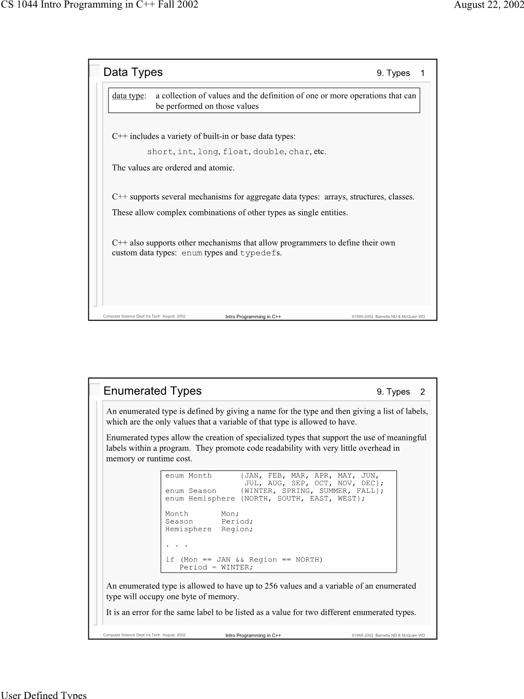 Data Types Enumerated Types