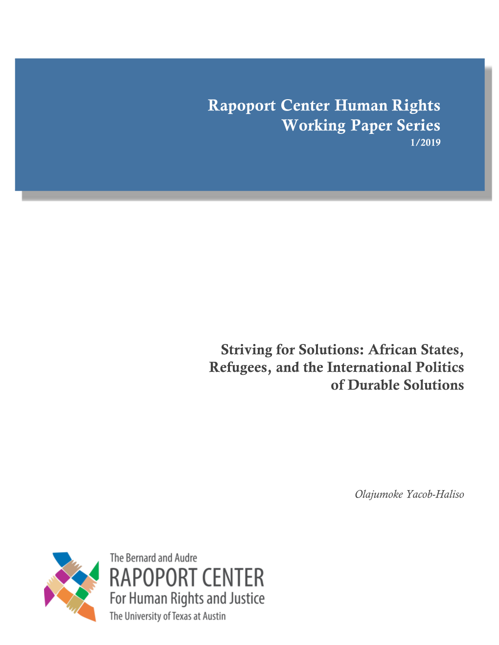 Rapoport Center Human Rights Working Paper Series 1/2019