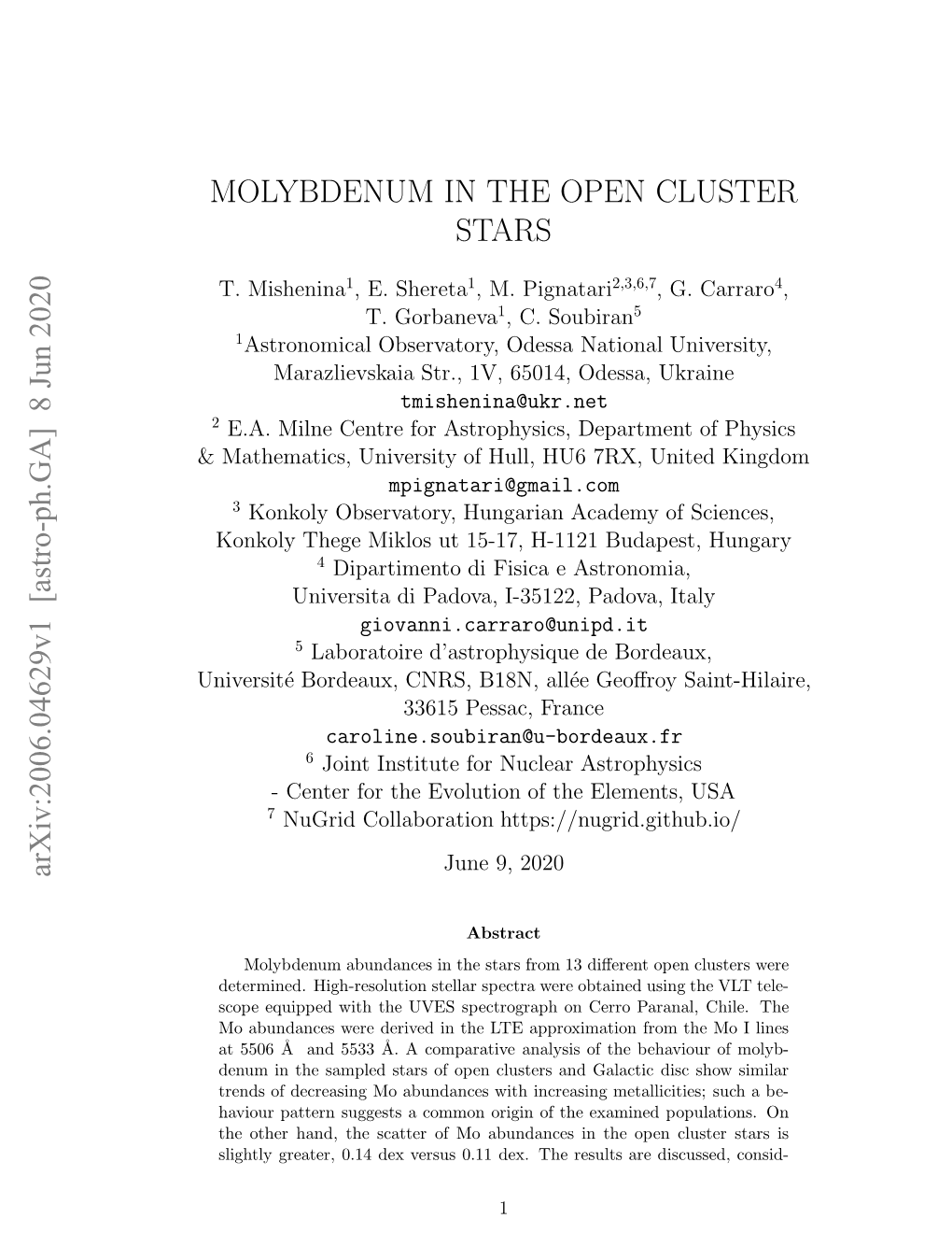 Molybdenum in the Open Cluster Stars