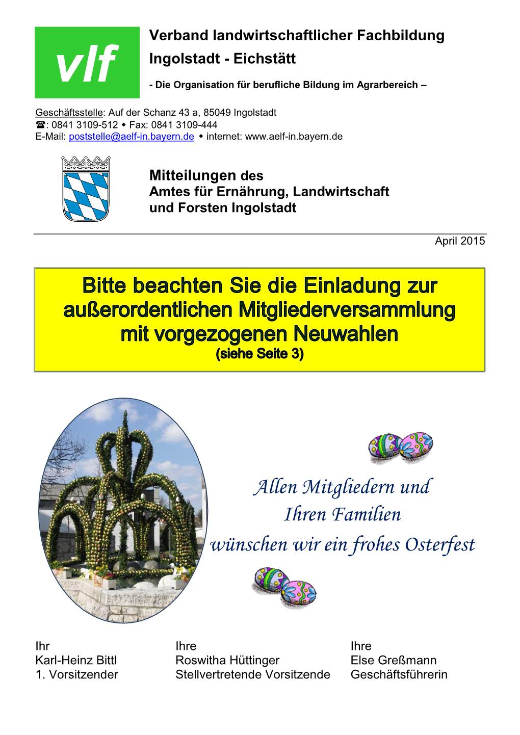 Allen Mitgliedern Und Ihren Familien Wünschen Wir Ein Frohes Osterfest