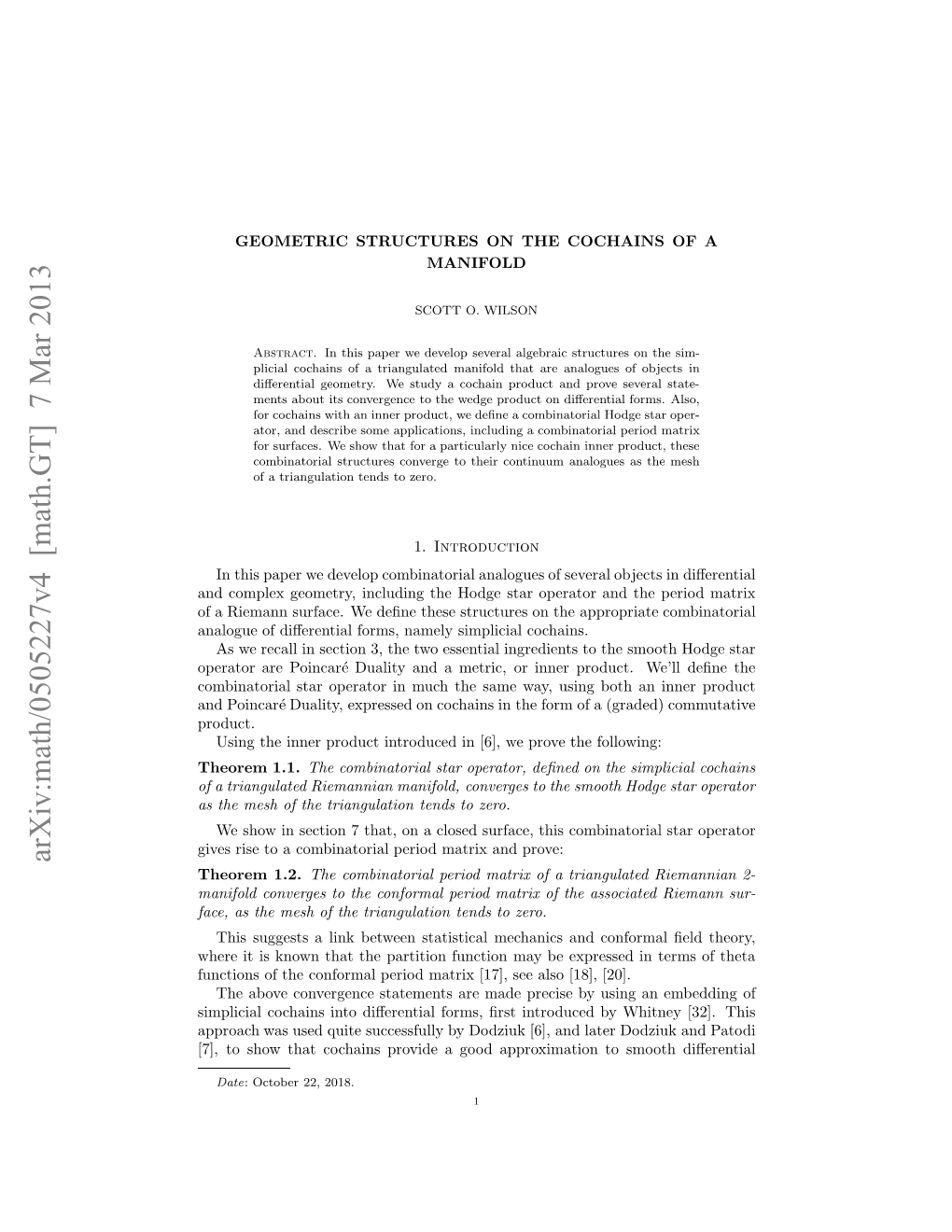 [Math.GT] 7 Mar 2013 Ae Stems Ftetinuaintnst Zero