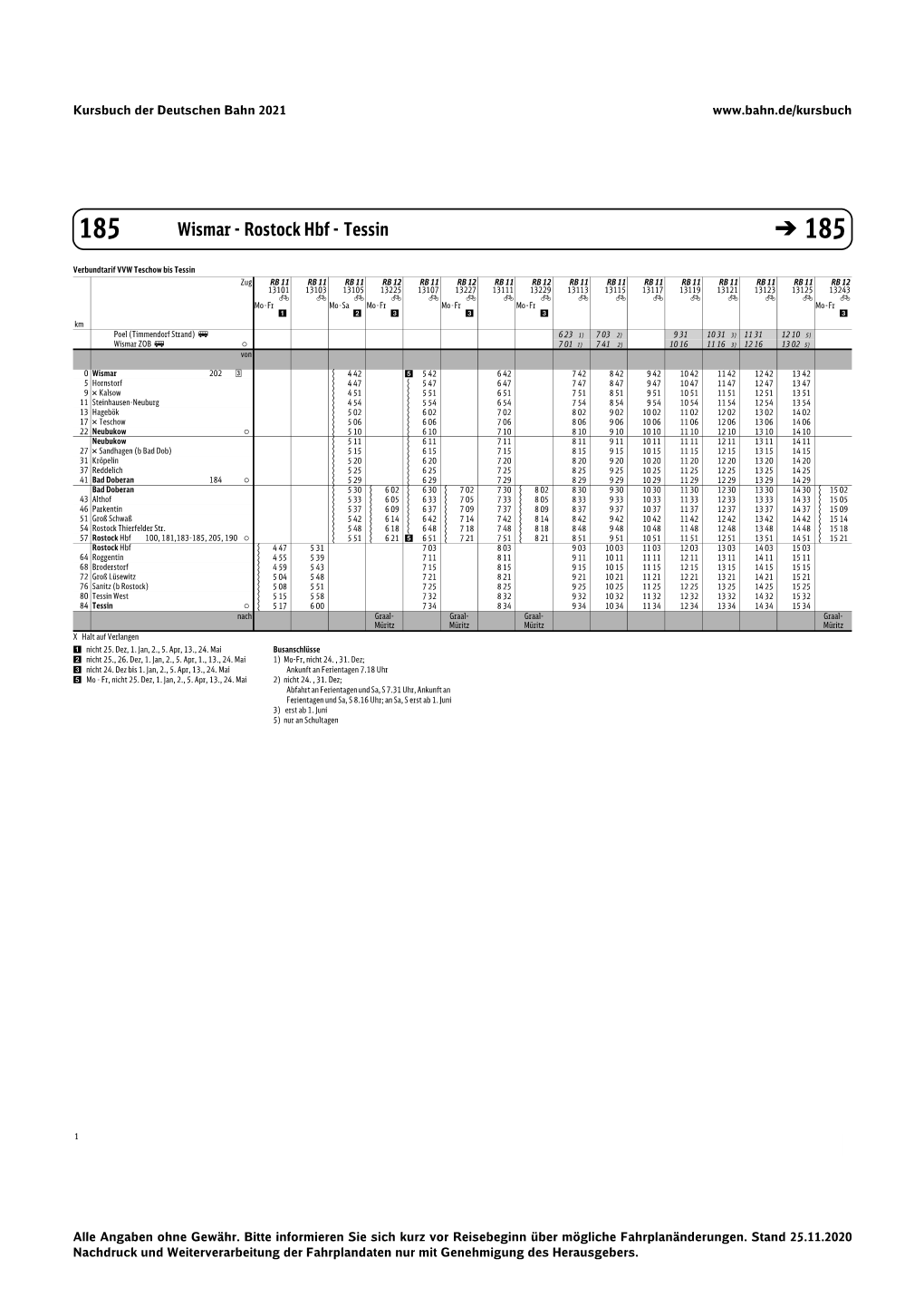 RB11 Wismar-Bad Doberan-Rostock-Tessin