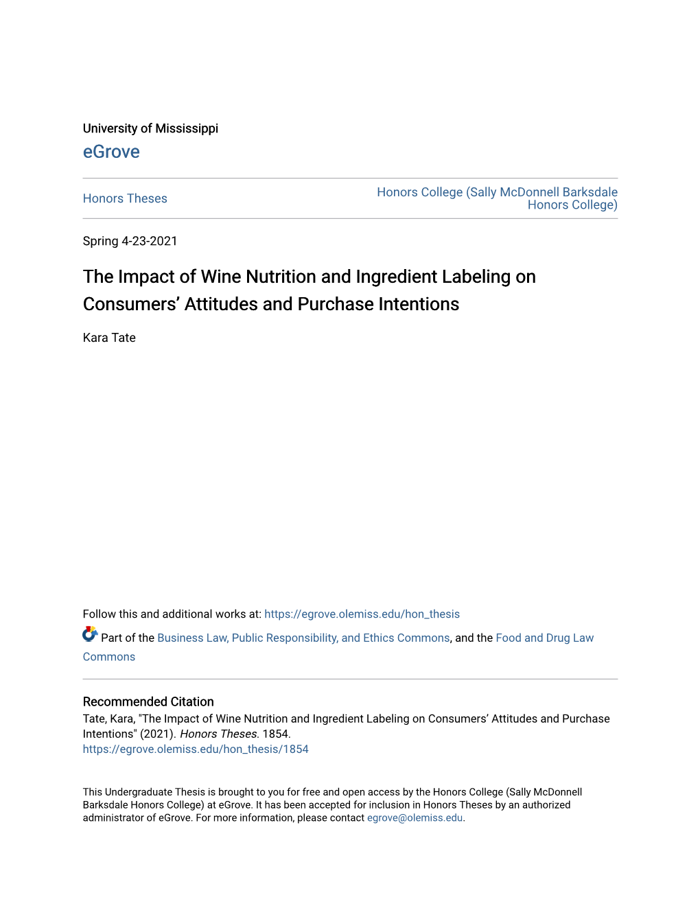 The Impact of Wine Nutrition and Ingredient Labeling on Consumers’ Attitudes and Purchase Intentions