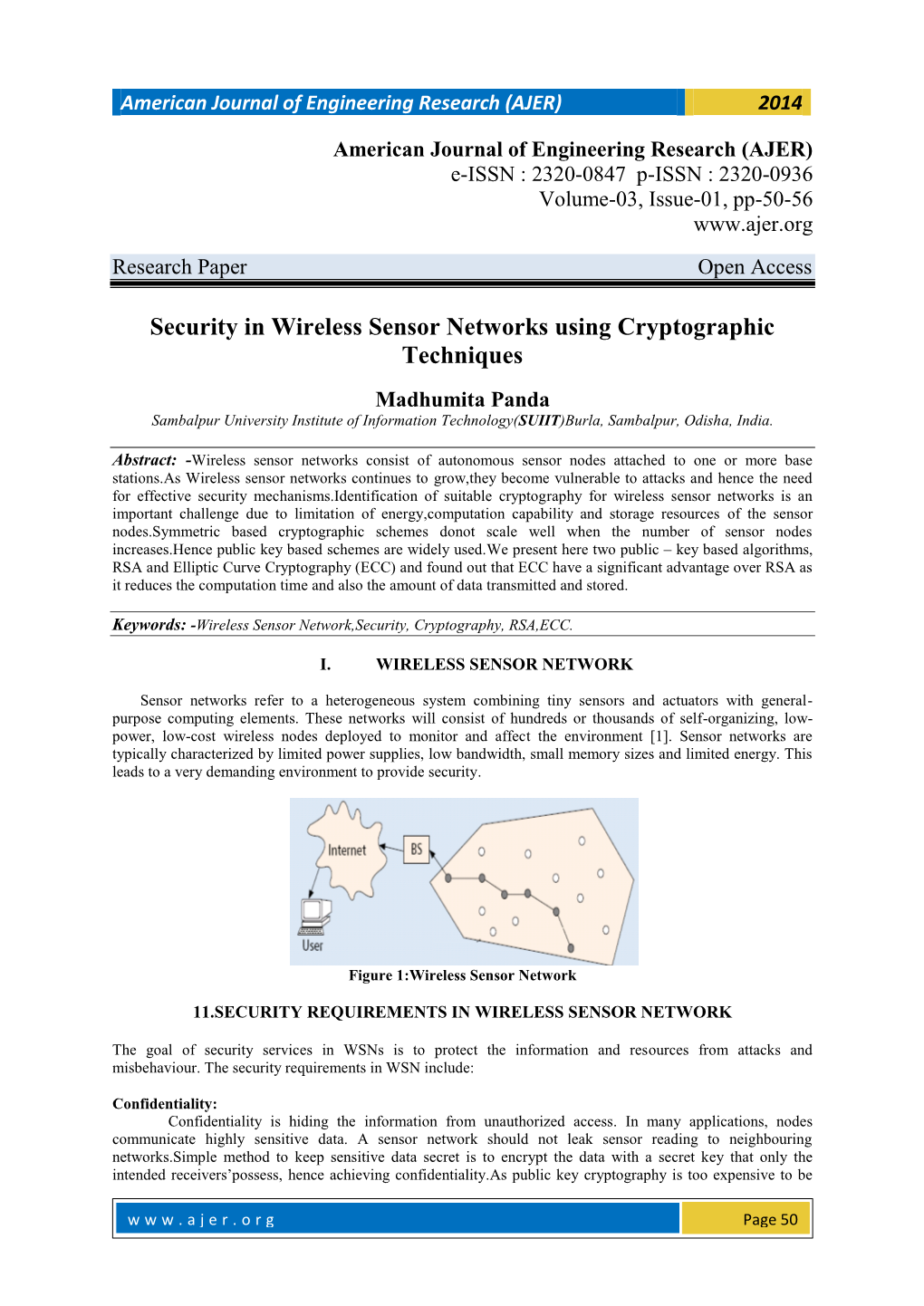 Security in Wireless Sensor Networks Using Cryptographic Techniques