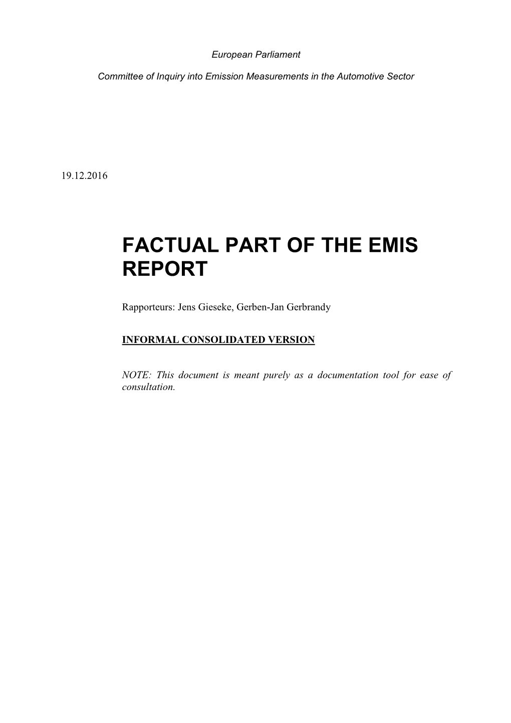 Informal Consolidated Factual Part of EMIS Report