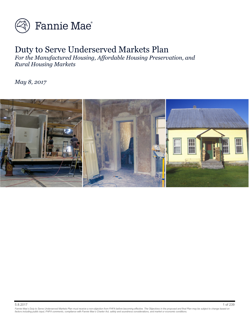 Fannie Mae Proposed Underserved Markets Plan