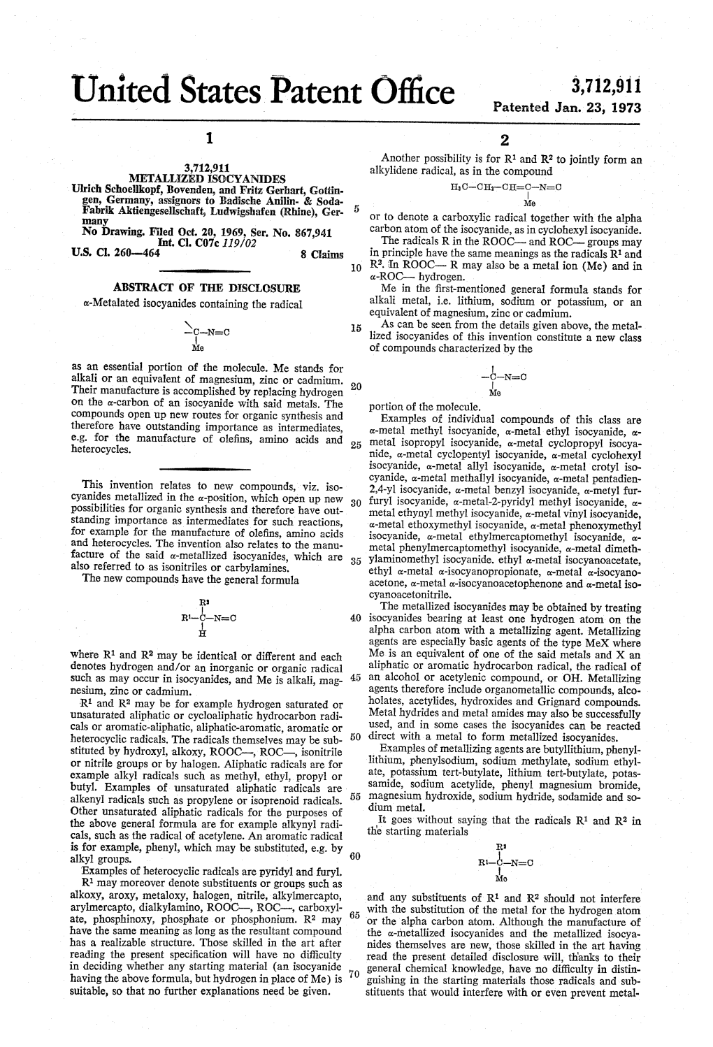 United States Patent Office Patented Jan