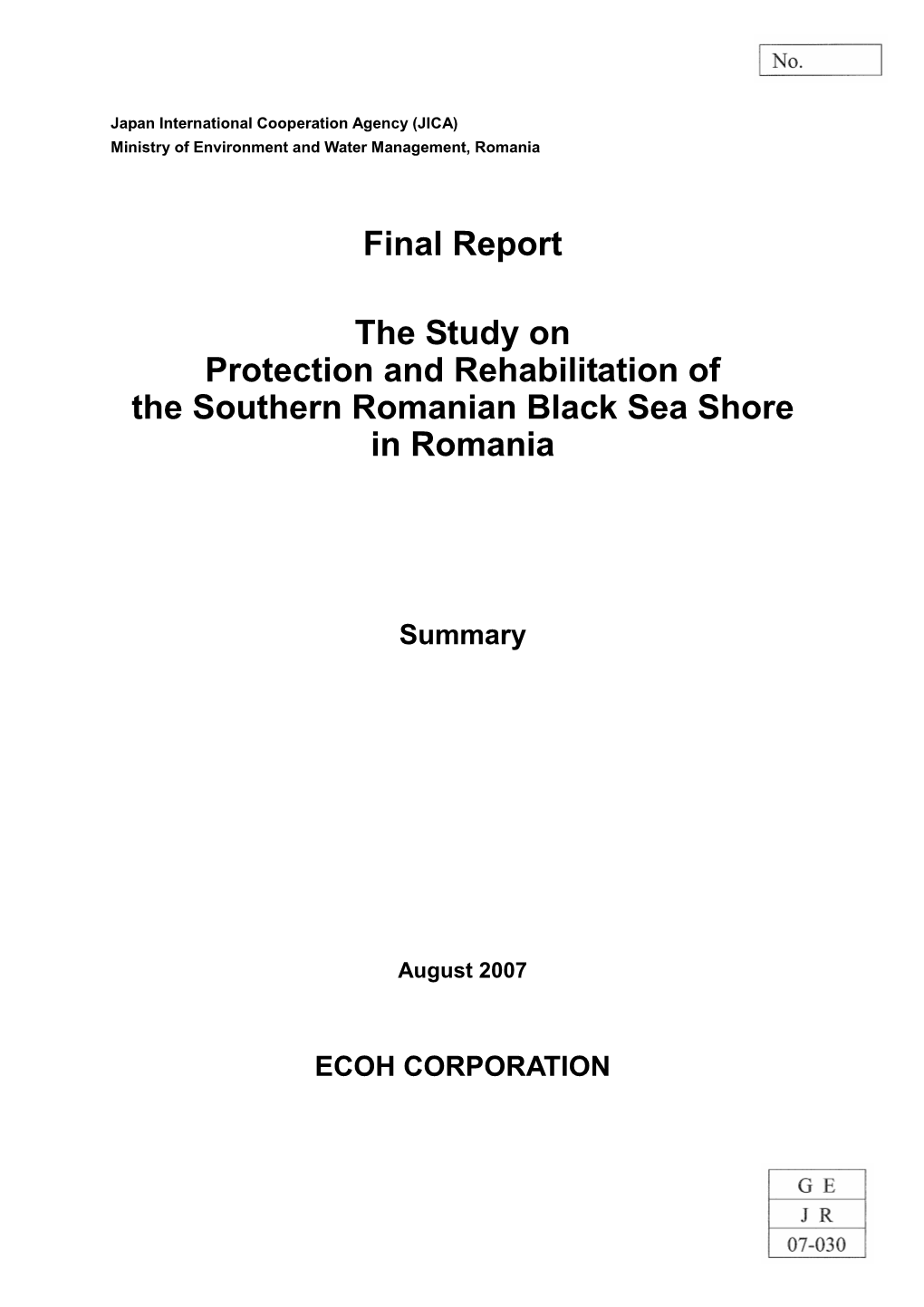 Final Report the Study on Protection and Rehabilitation of the Southern