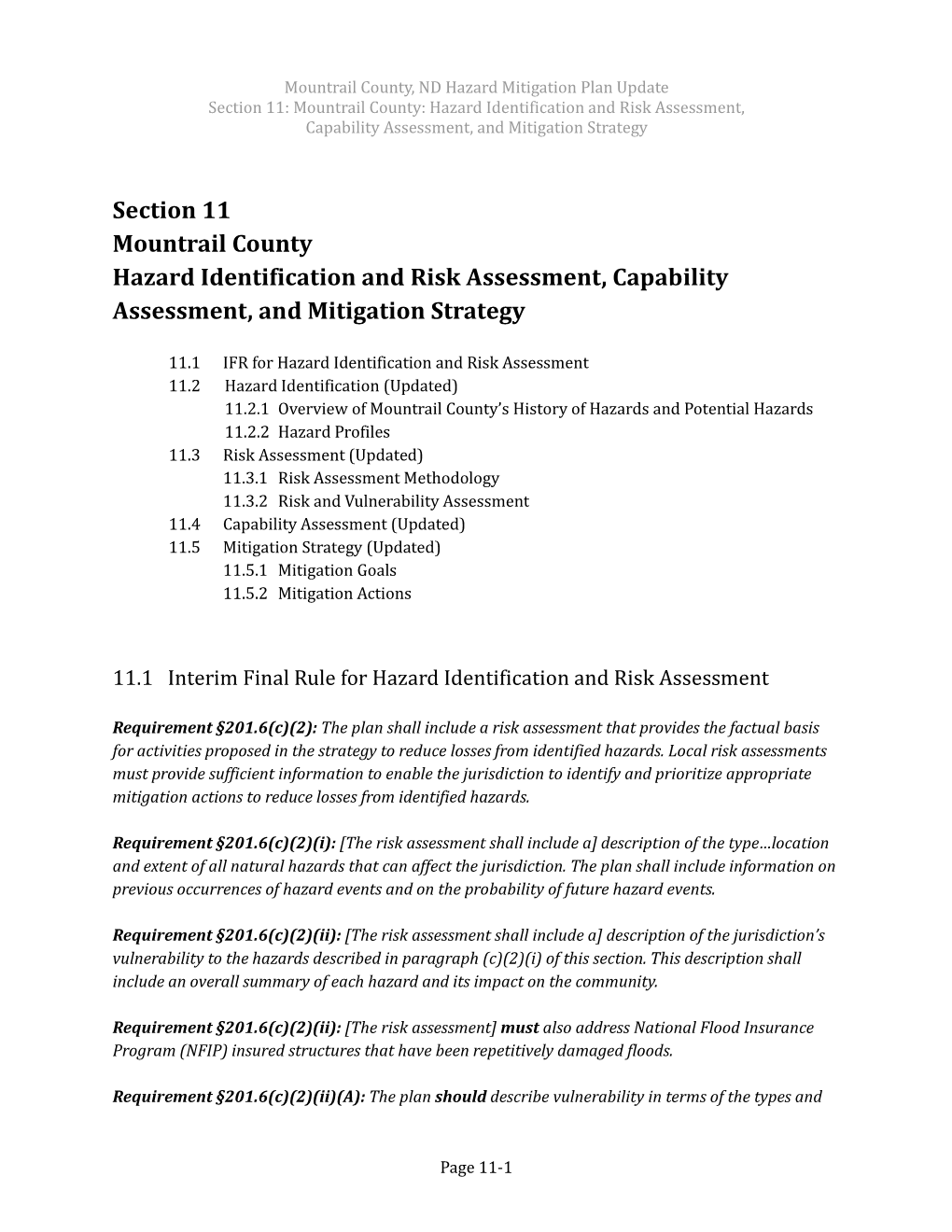 Section 11 Mountrail County Hazard Identification and Risk Assessment, Capability Assessment, and Mitigation Strategy