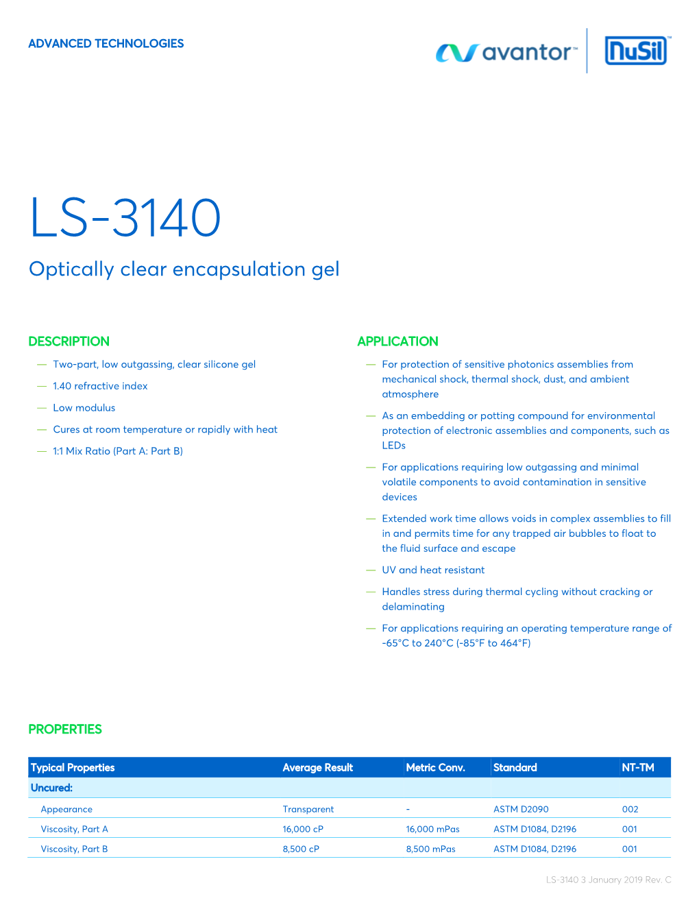 LS-3140 Optically Clear Encapsulation Gel